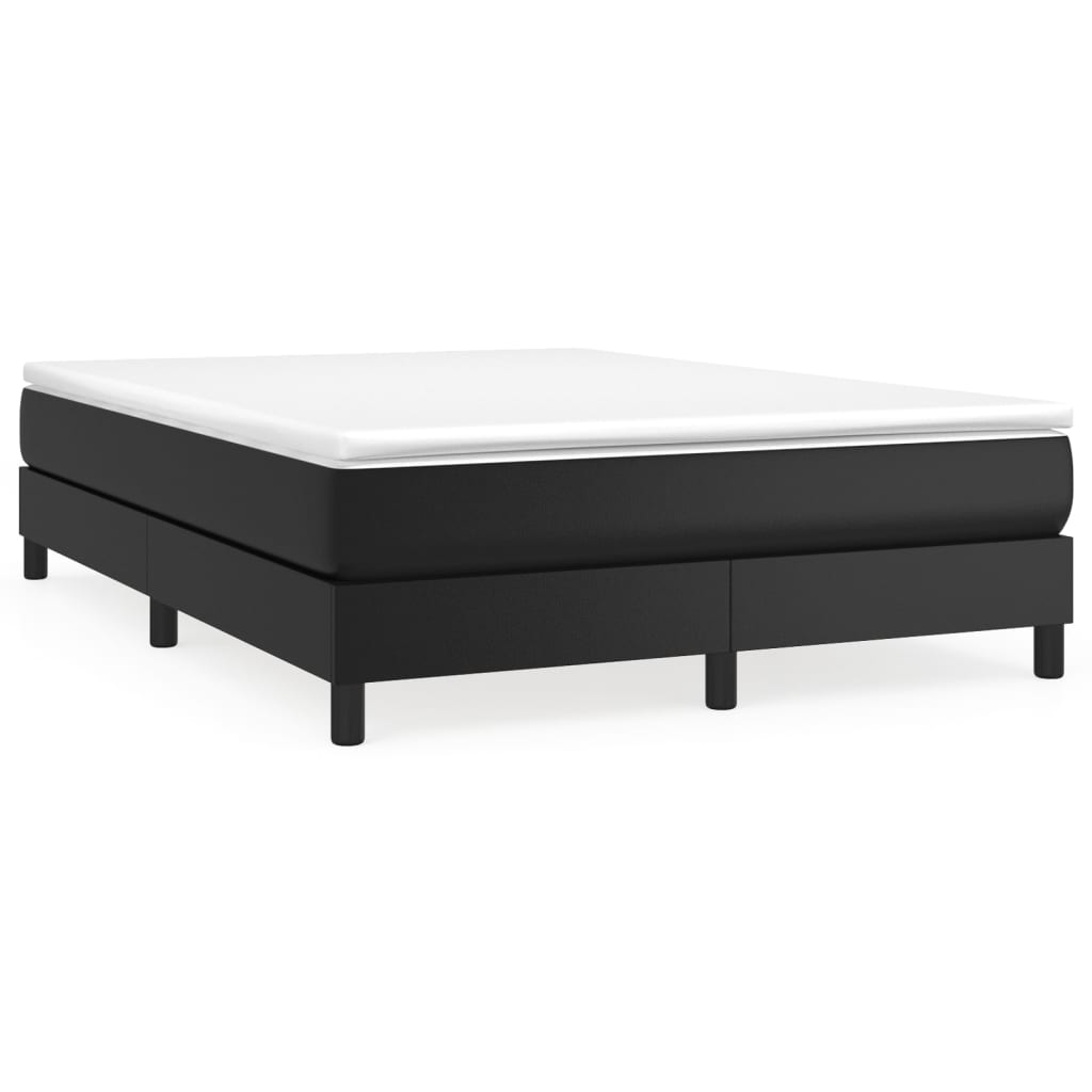 vidaXL Box Spring Bed with Mattress Black 137x190 cm Faux Leather