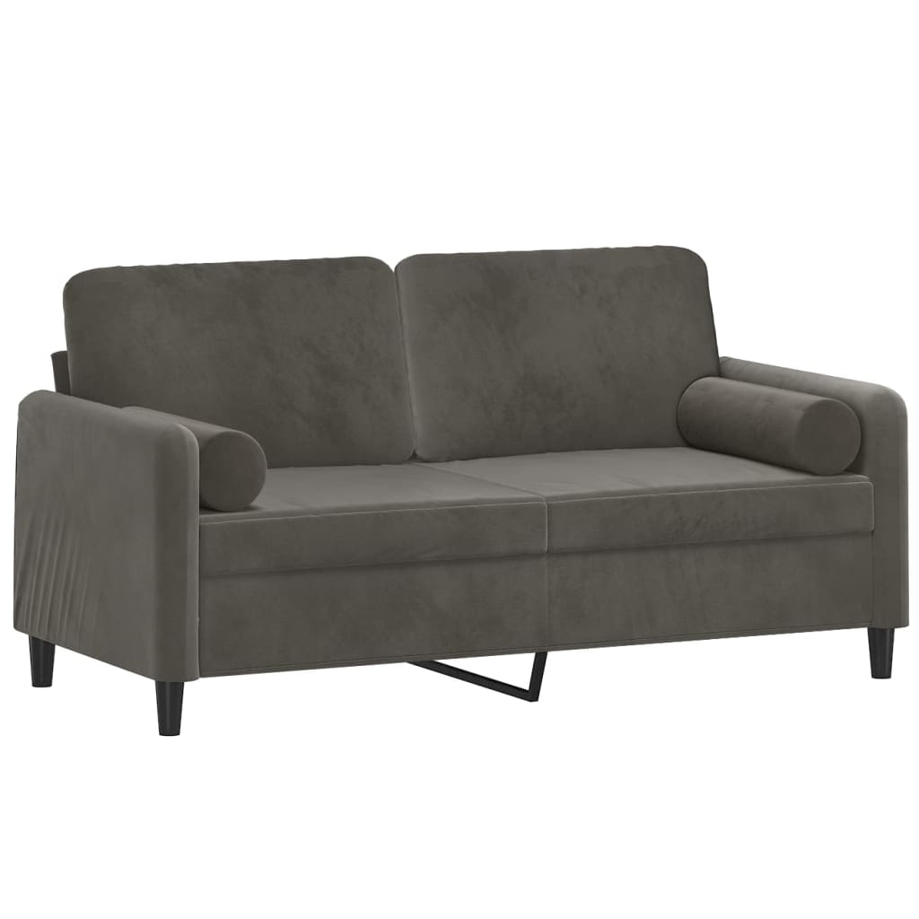 vidaXL 2-Seater Sofa with Pillows&Cushions Dark Grey 140 cm Velvet