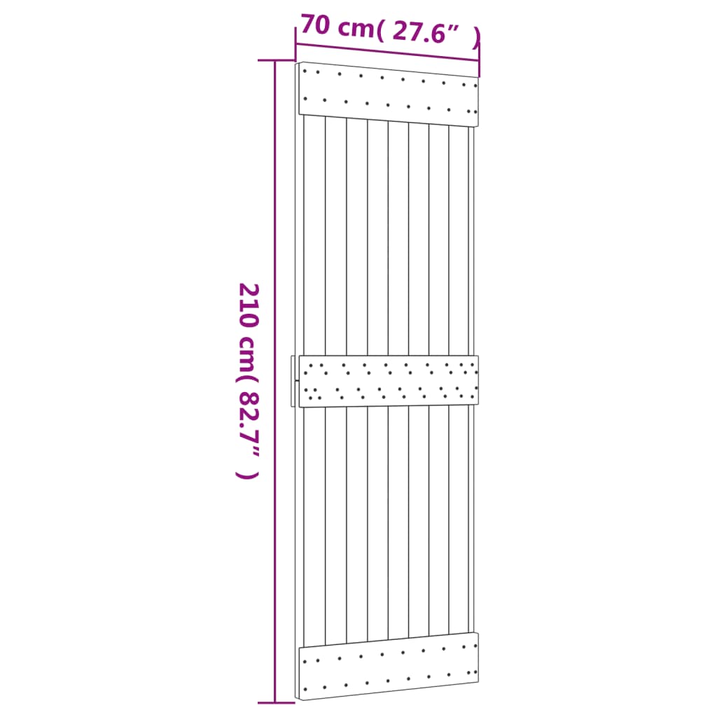 vidaXL Sliding Door with Hardware Set 70x210 cm Solid Wood Pine