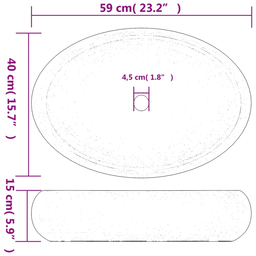 vidaXL Countertop Basin Brown Oval 59x40x15 cm Ceramic