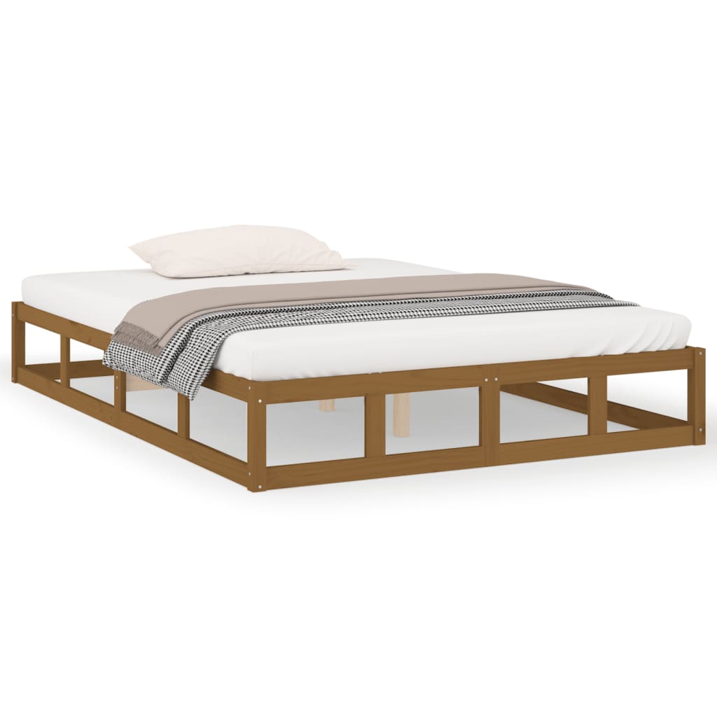 vidaXL Bed Frame without Mattress Honey Brown 135x190 cm Double Solid Wood