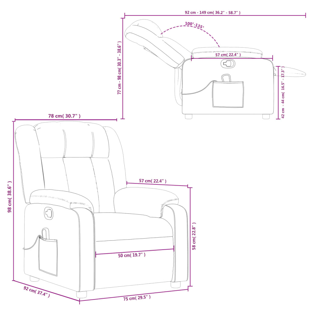 vidaXL Massage Recliner Chair Light Grey Fabric