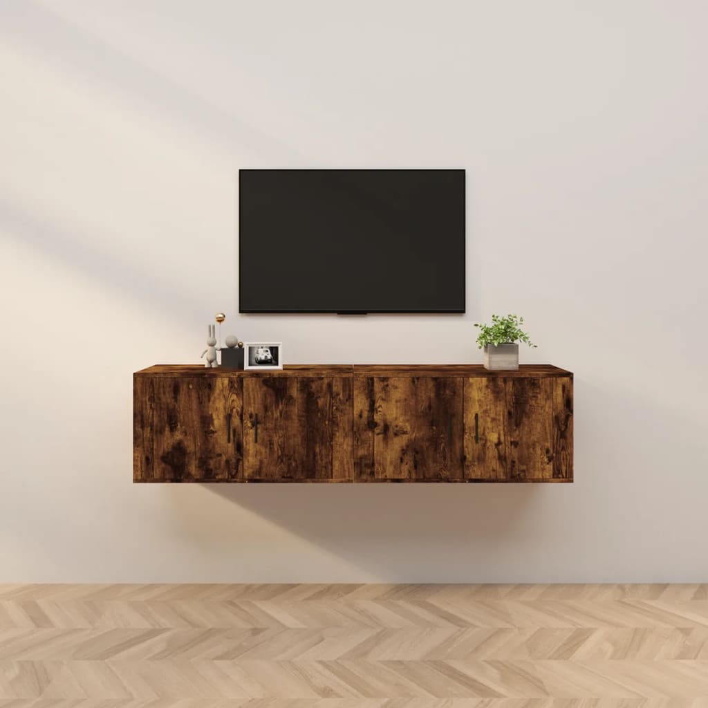 vidaXL Wall-mounted TV Cabinets 2 pcs Smoked Oak 80x34.5x40 cm