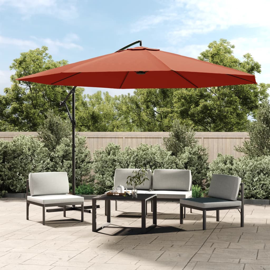 vidaXL Cantilever Garden Parasol with Aluminium Pole 350 cm Terracotta