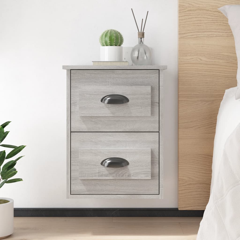 vidaXL Wall-mounted Bedside Cabinet Grey Sonoma 41.5x36x53cm