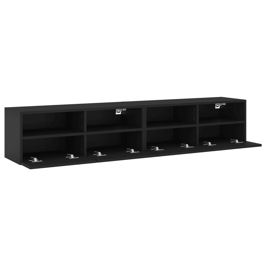 vidaXL TV Wall Cabinets 2 pcs Black 80x30x30 cm Engineered Wood