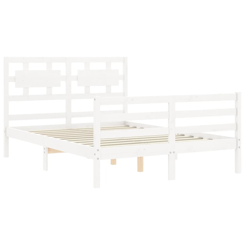 vidaXL Bed Frame without Mattress White Double Solid Wood