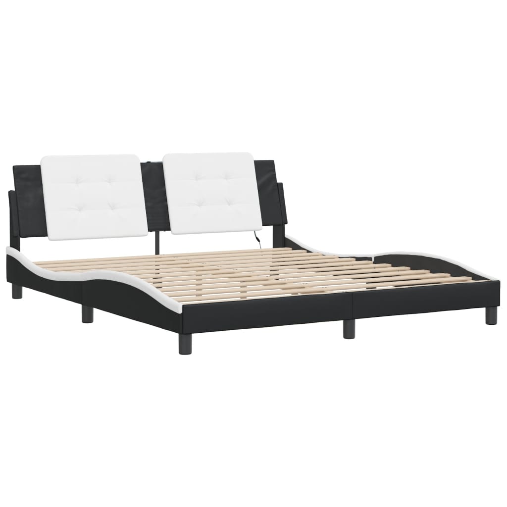 vidaXL Bed Frame with LED without Mattress Black and White 180x200 cm Super King