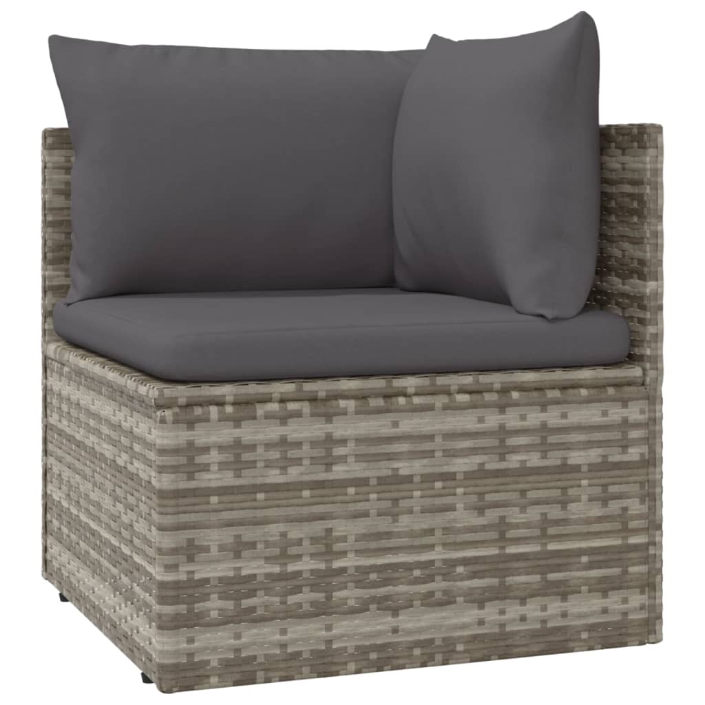 vidaXL 12 Piece Garden Lounge Set with Cushions Grey Poly Rattan