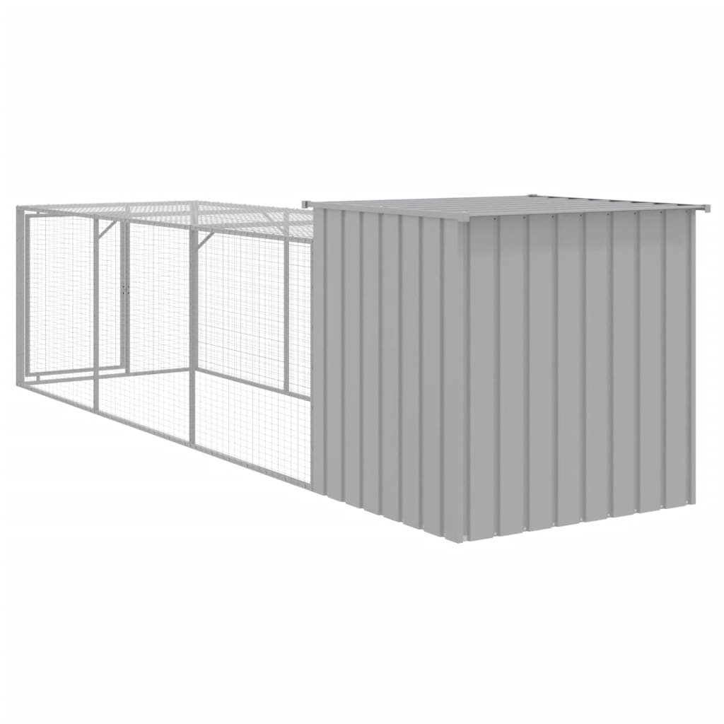 vidaXL Chicken Cage with Run Light Grey 110x405x110 cm Galvanised Steel