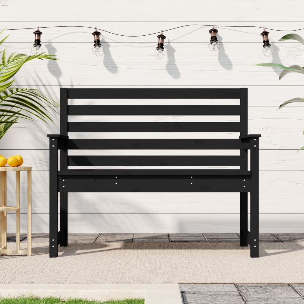 vidaXL Garden Bench Black 109x48x91.5 cm Solid Wood Pine