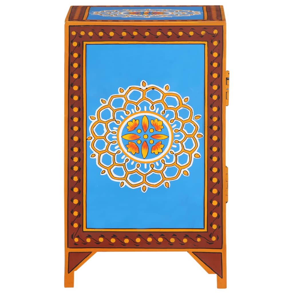 vidaXL Hand Painted Bedside Cabinet 40x30x50 cm Solid Mango Wood