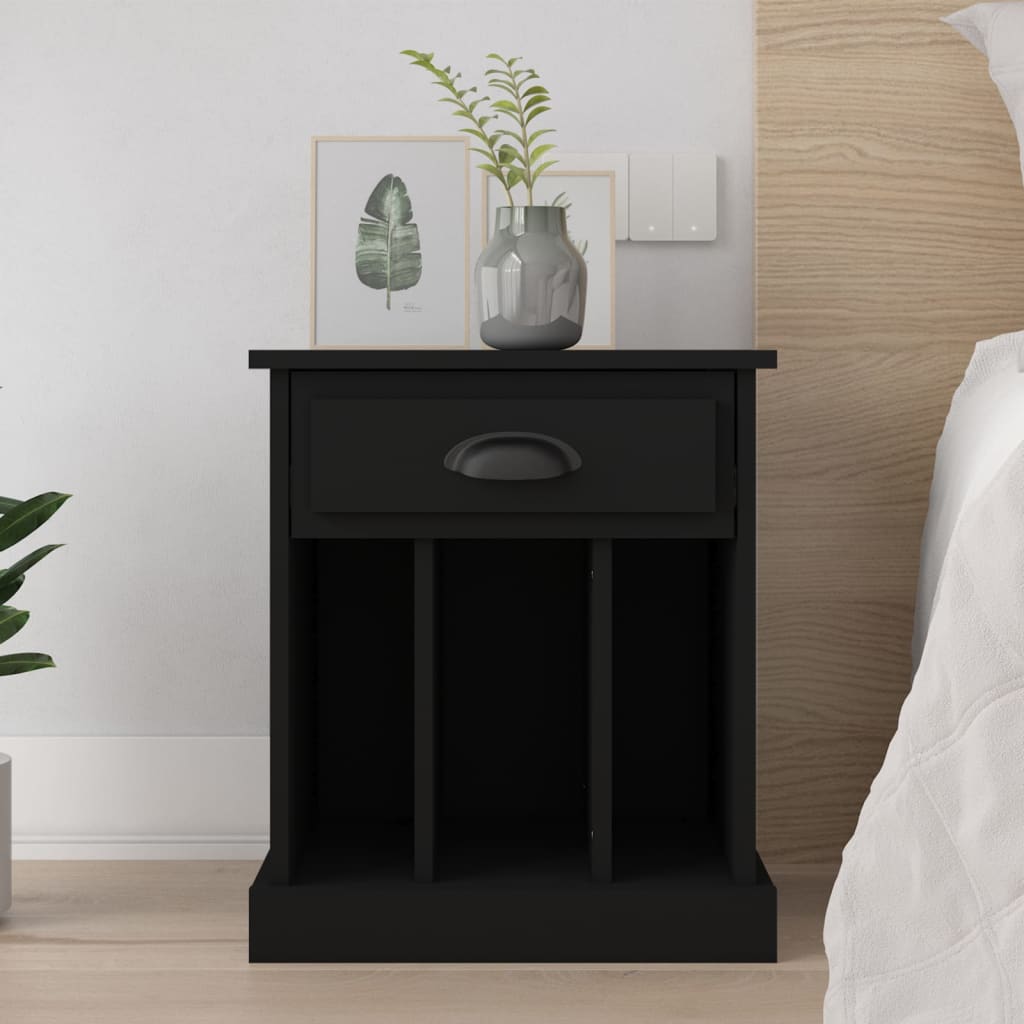 vidaXL Bedside Cabinet Black 43x36x50 cm