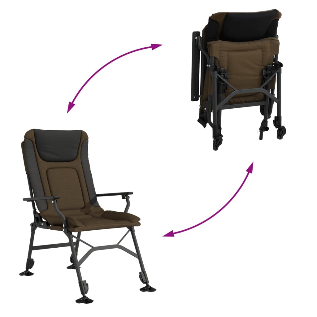 vidaXL Fishing Chair with Armrest Foldable Taupe