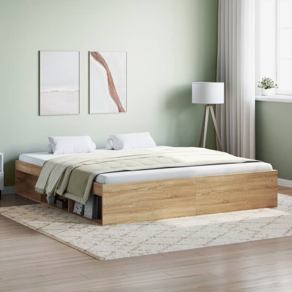 vidaXL Bed Frame without Mattress Sonoma Oak 180x200 cm Super King Size