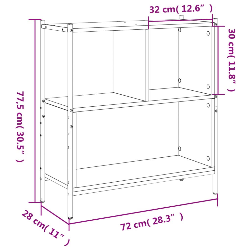 vidaXL Bookcase Black 72x28x77.5 cm Engineered Wood