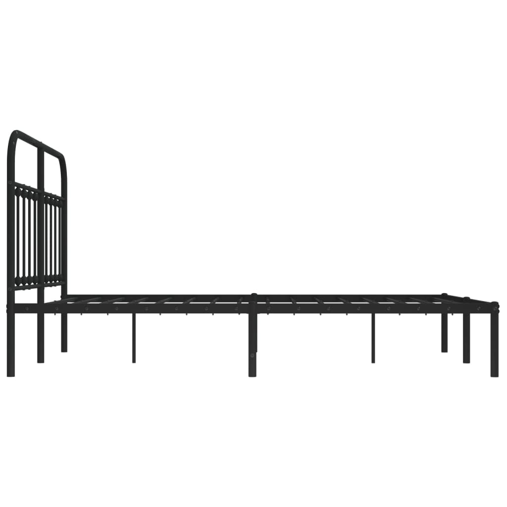 vidaXL Metal Bed Frame without Mattress with Headboard Black 135x190 cm Double