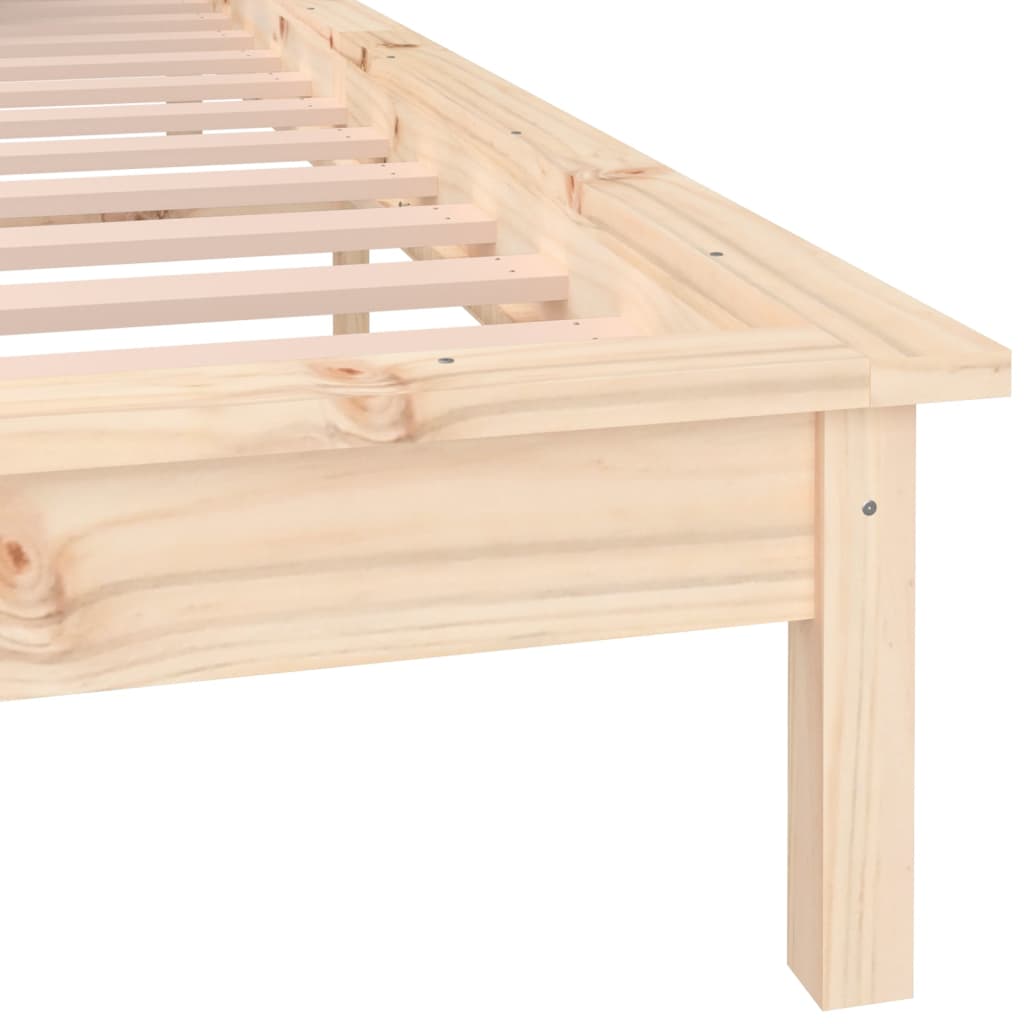 vidaXL LED Bed Frame without Mattress 135x190 cm Double Solid Wood