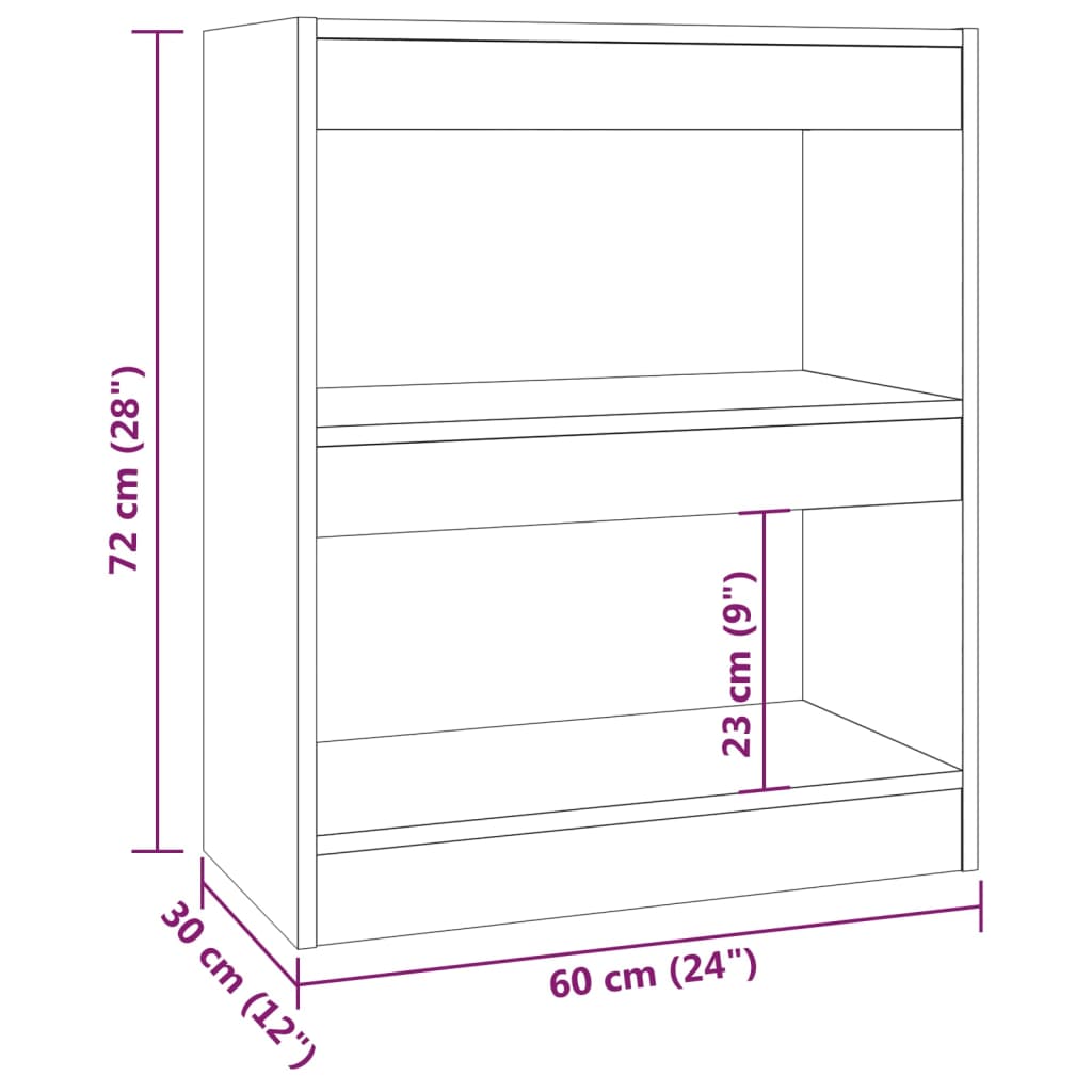 vidaXL Book Cabinet/Room Divider Concrete Grey 60x30x72 cm