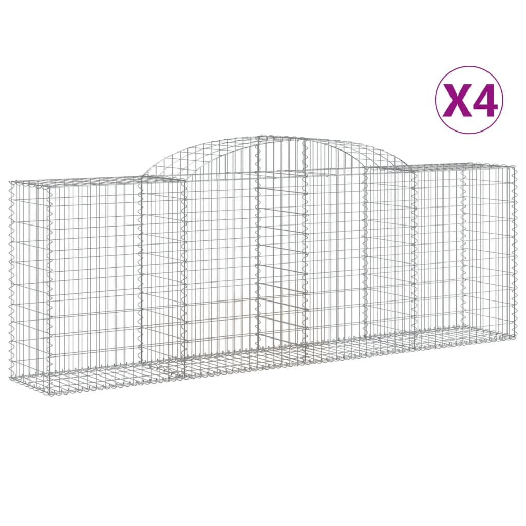 vidaXL Arched Gabion Baskets 4 pcs 300x50x100/120 cm Galvanised Iron