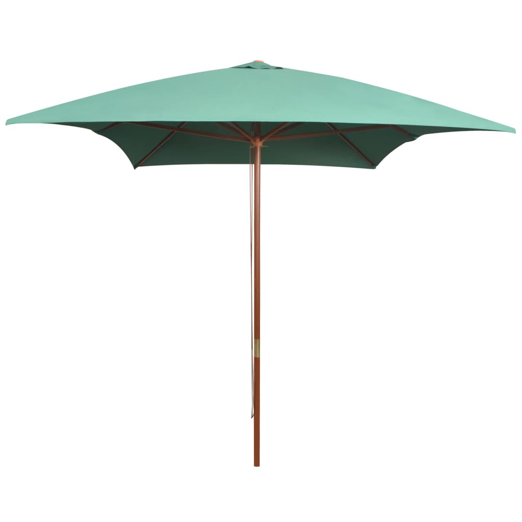 vidaXL Garden Parasol 200x300 cm Wooden Pole Green