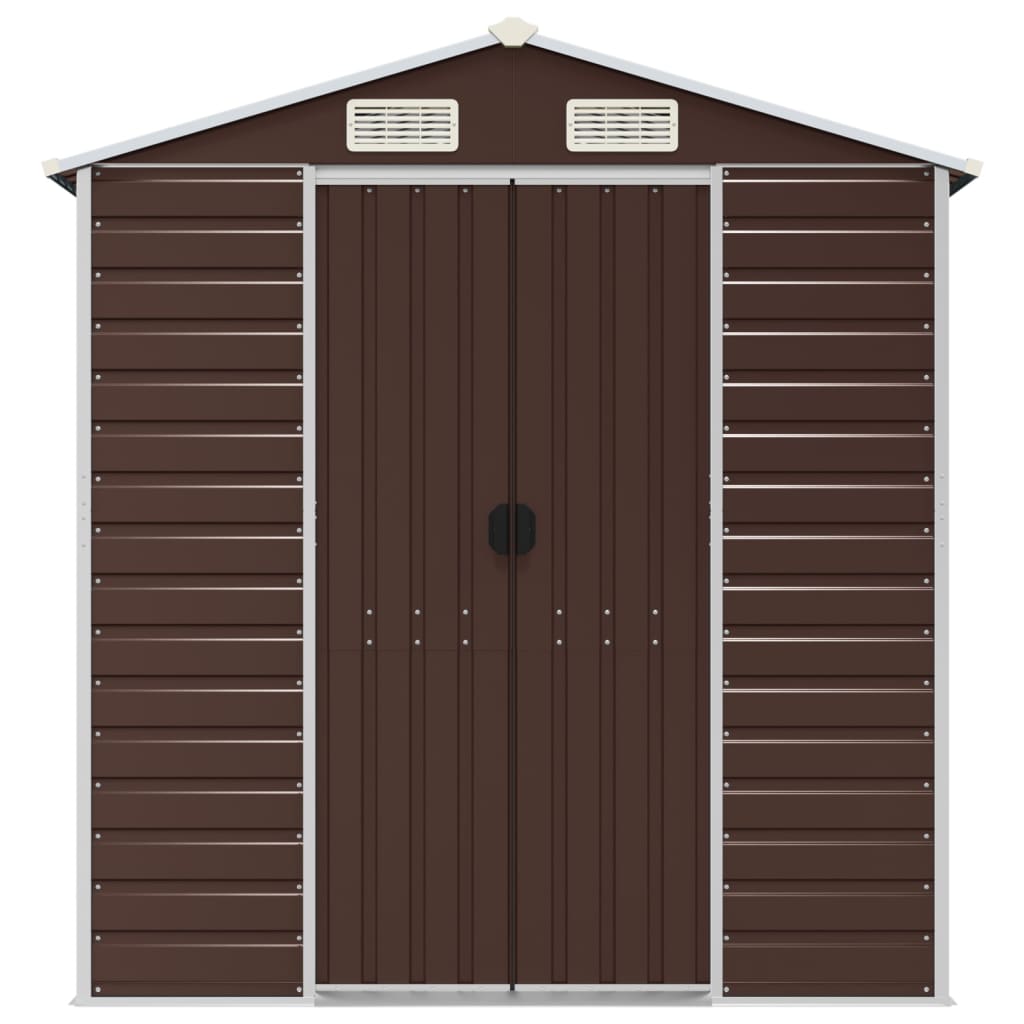 vidaXL Garden Shed Brown 191x385x198 cm Galvanised Steel