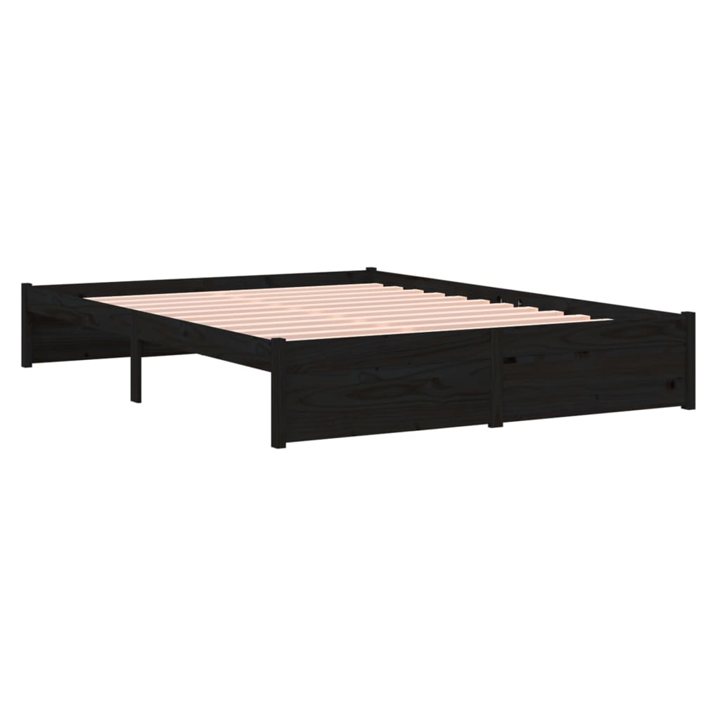 vidaXL Bed Frame without Mattress Black Solid Wood 150x200 cm King Size