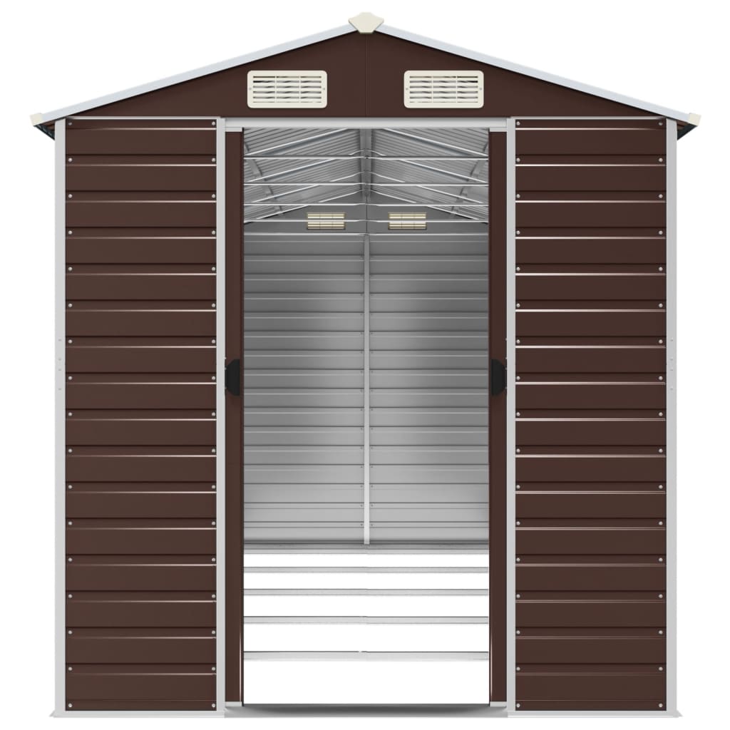 vidaXL Garden Shed Brown 191x470x198 cm Galvanised Steel