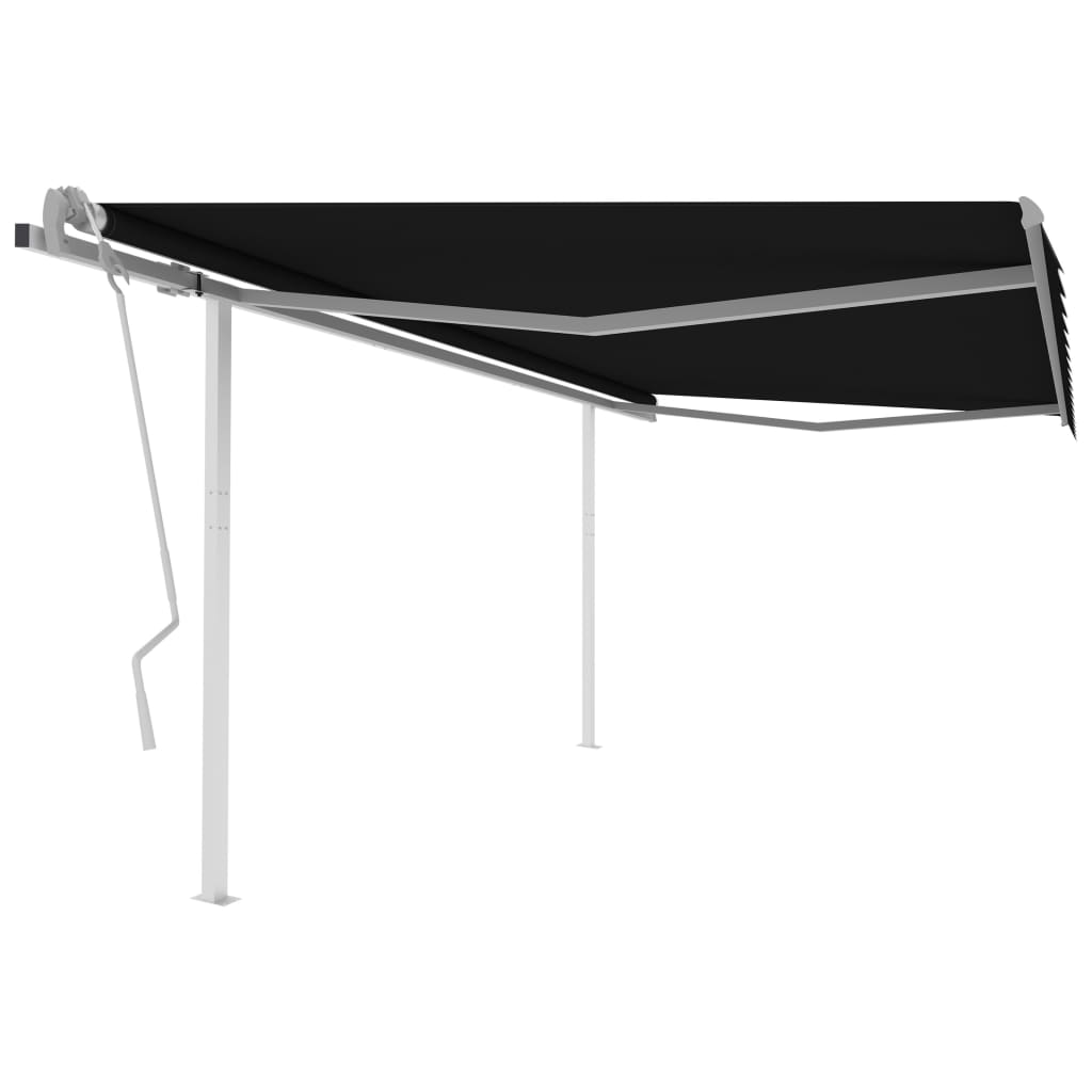 vidaXL Manual Retractable Awning with Posts 4.5x3 m Anthracite