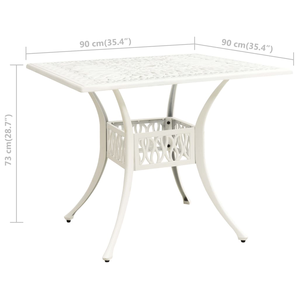 vidaXL 3 Piece Bistro Set Cast Aluminium White