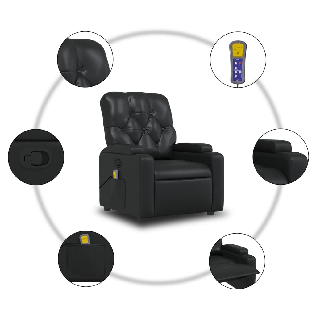 vidaXL Massage Recliner Chair Black Faux Leather