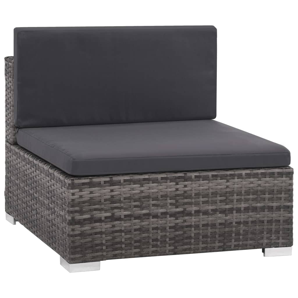 vidaXL 8 Piece Garden Lounge Set with Cushions Poly Rattan Grey