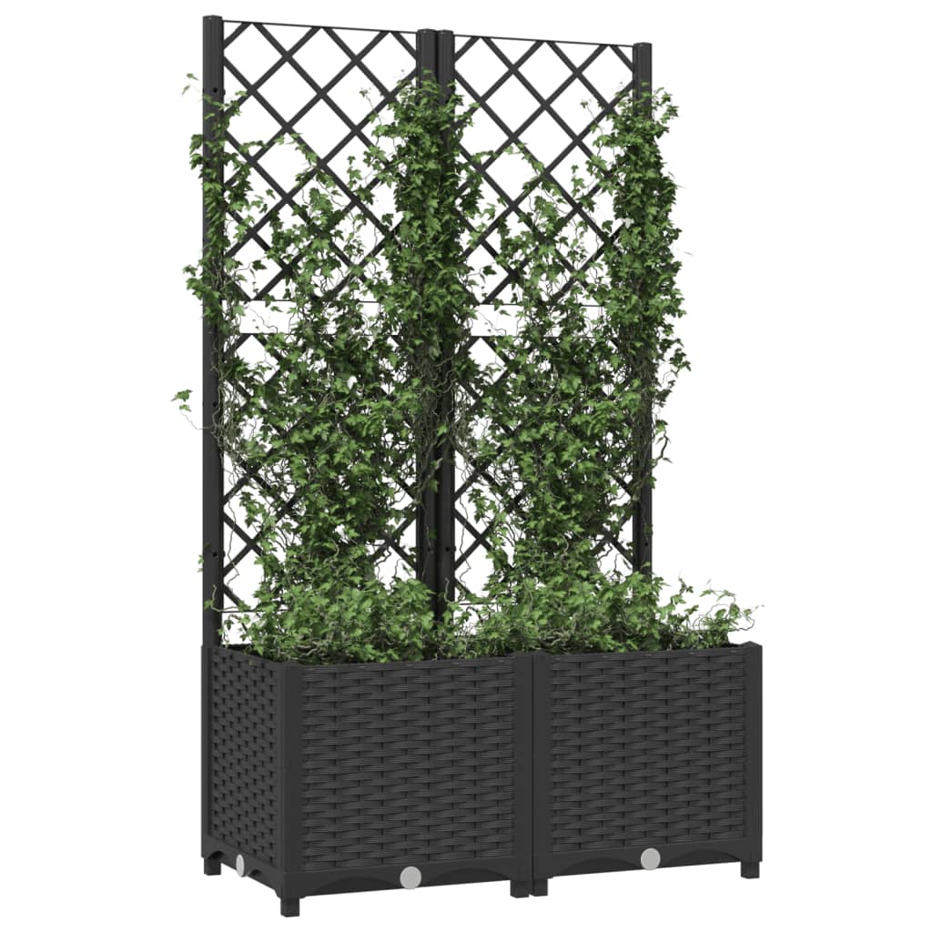 vidaXL Garden Planter with Trellis Black 80x40x136 cm PP