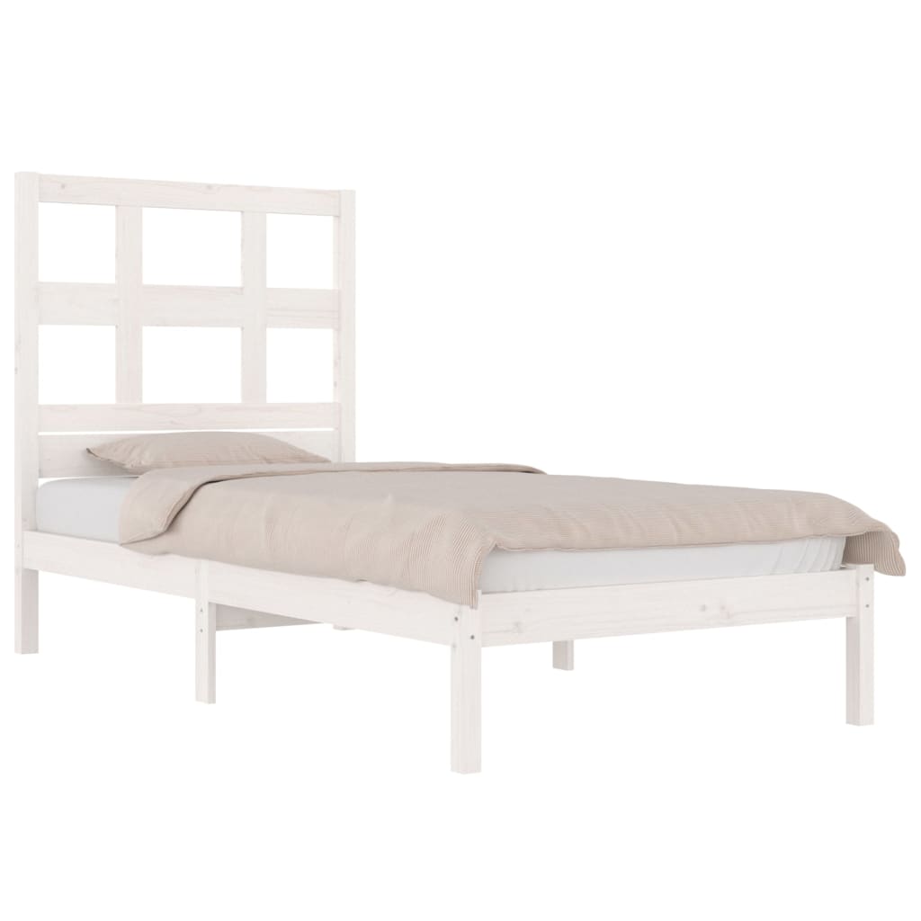 vidaXL Bed Frame without Mattress White 90x190 cm Single Solid Wood Pine