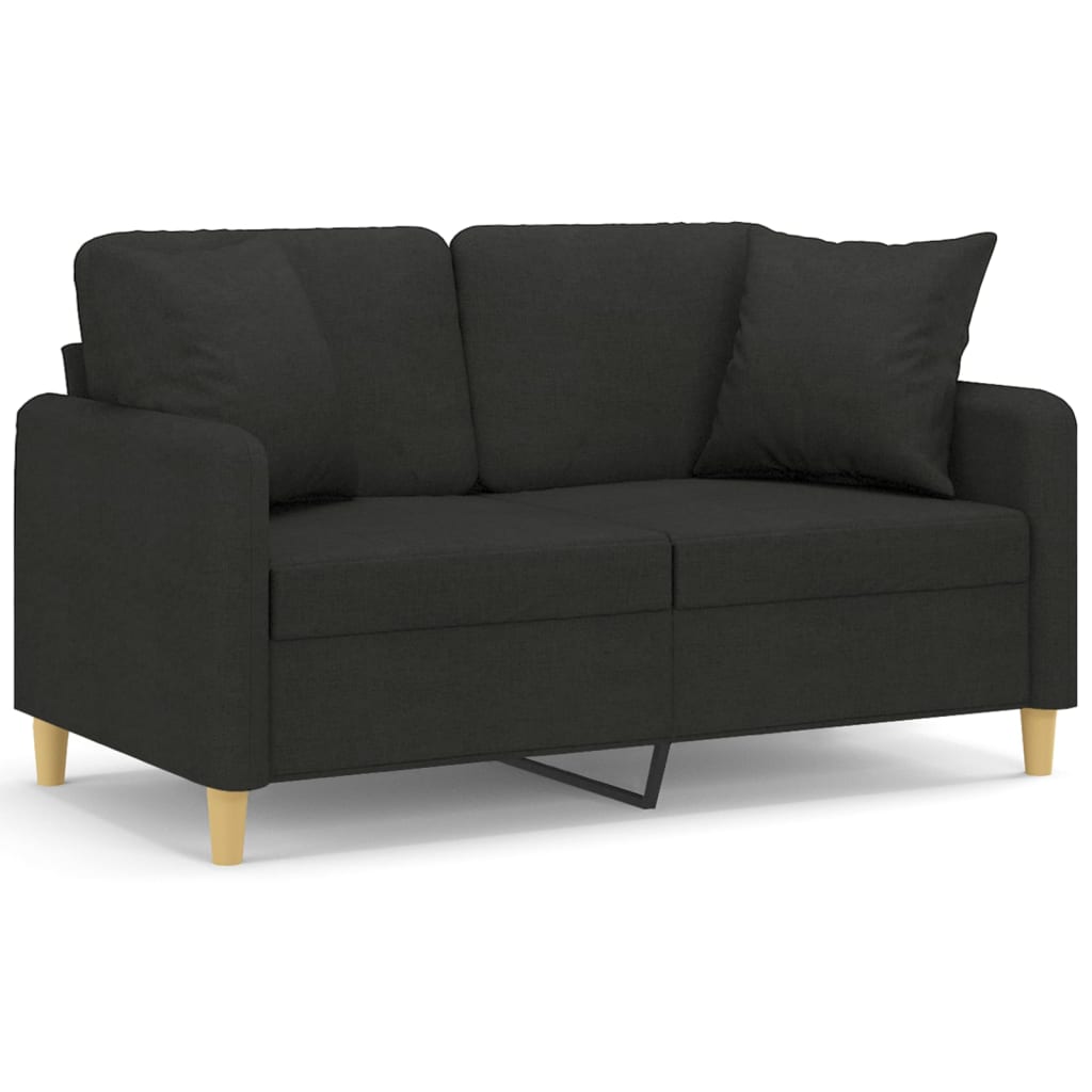 vidaXL 2-Seater Sofa with Throw Pillows Black 120 cm Fabric