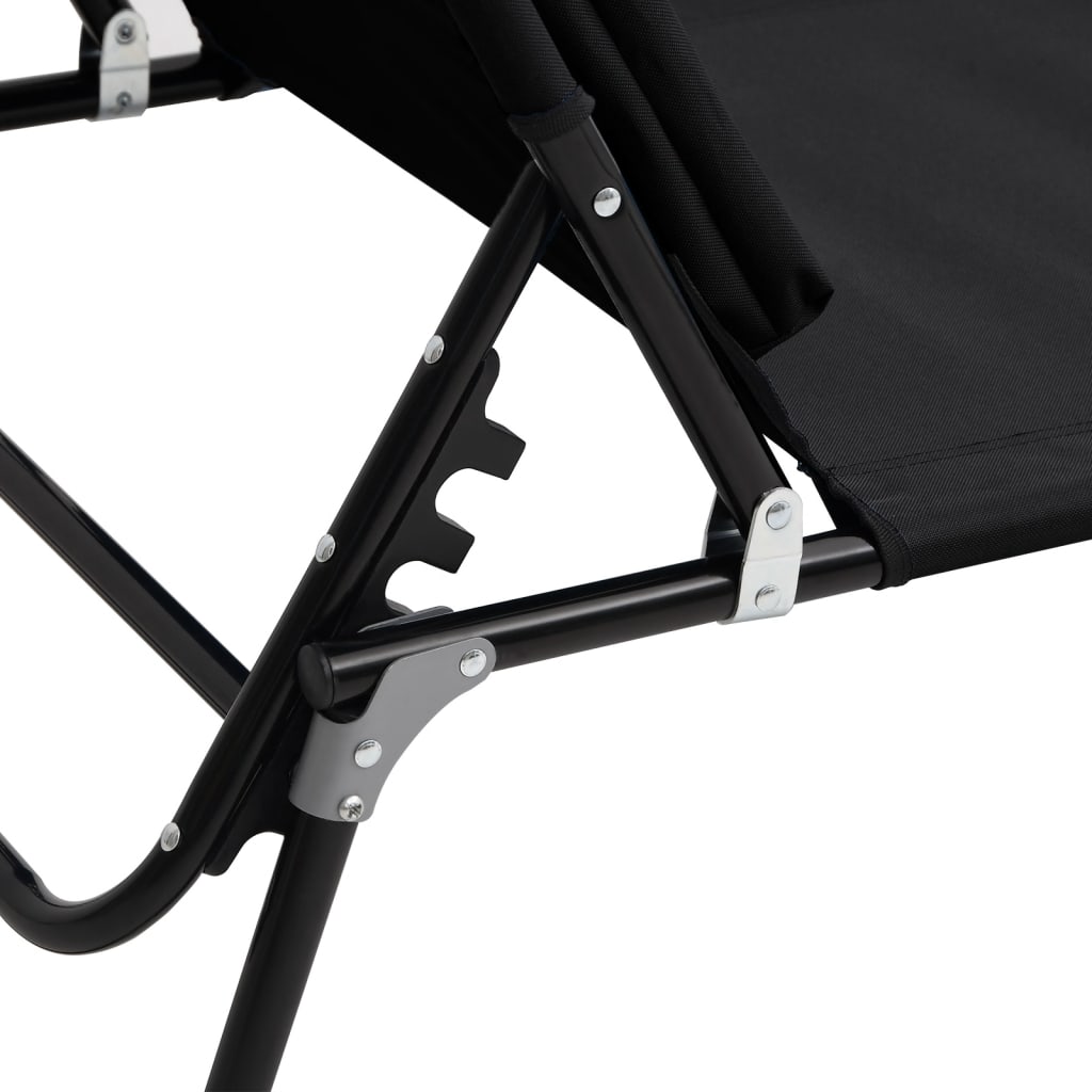 vidaXL Folding Sun Lounger Black Oxford Fabric&Powder-coated Steel