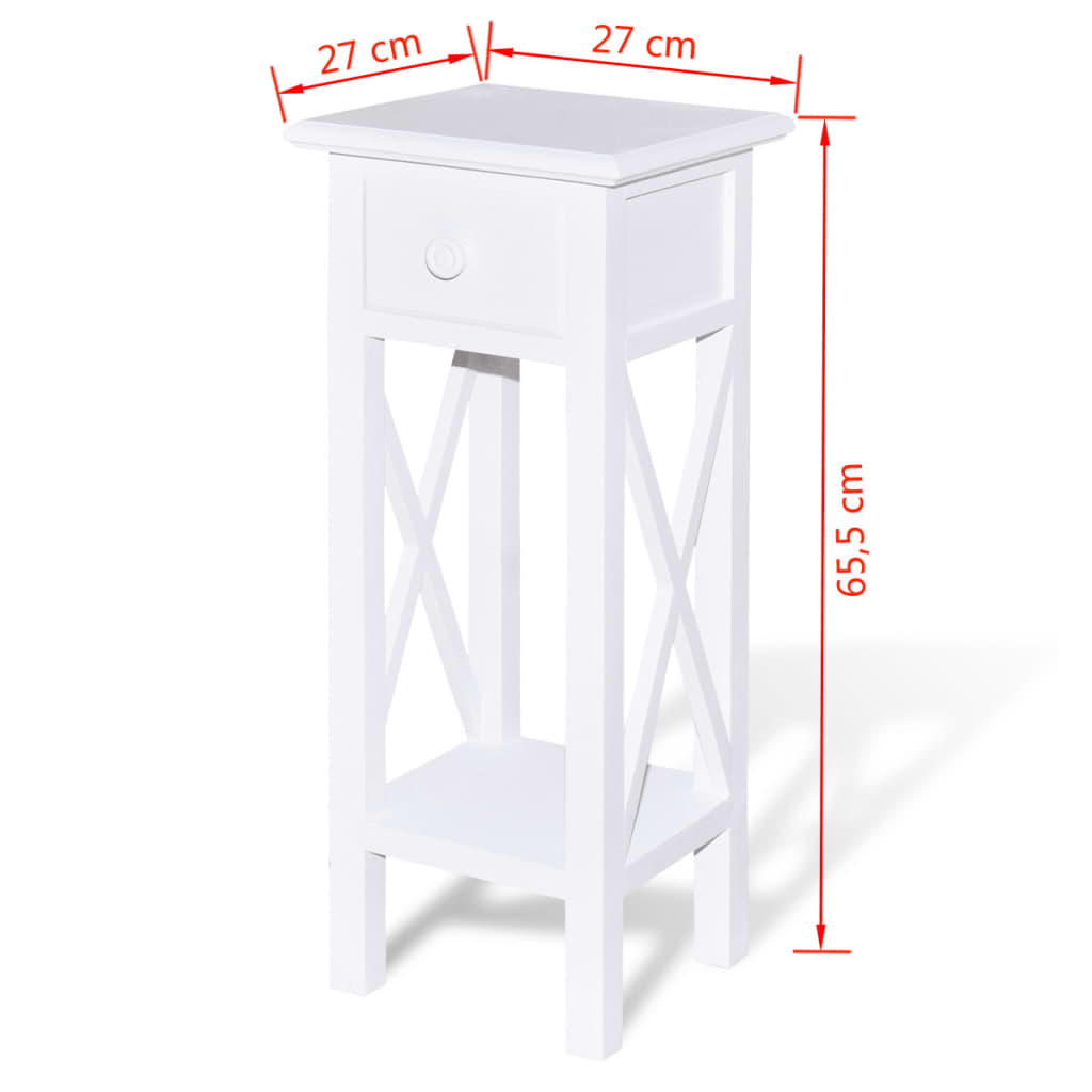 vidaXL Side Table with Drawer White