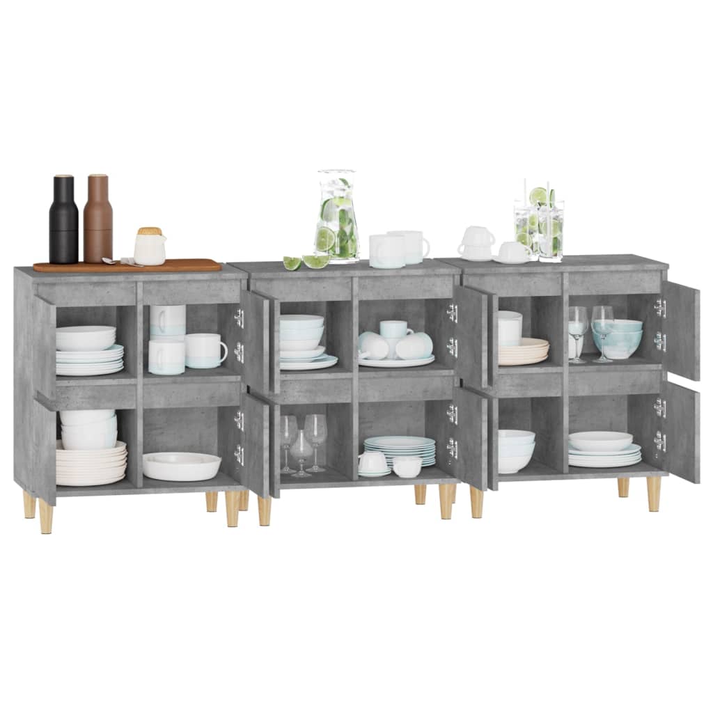 vidaXL Sideboards 3 pcs Concrete Grey 60x35x70 cm Engineered Wood