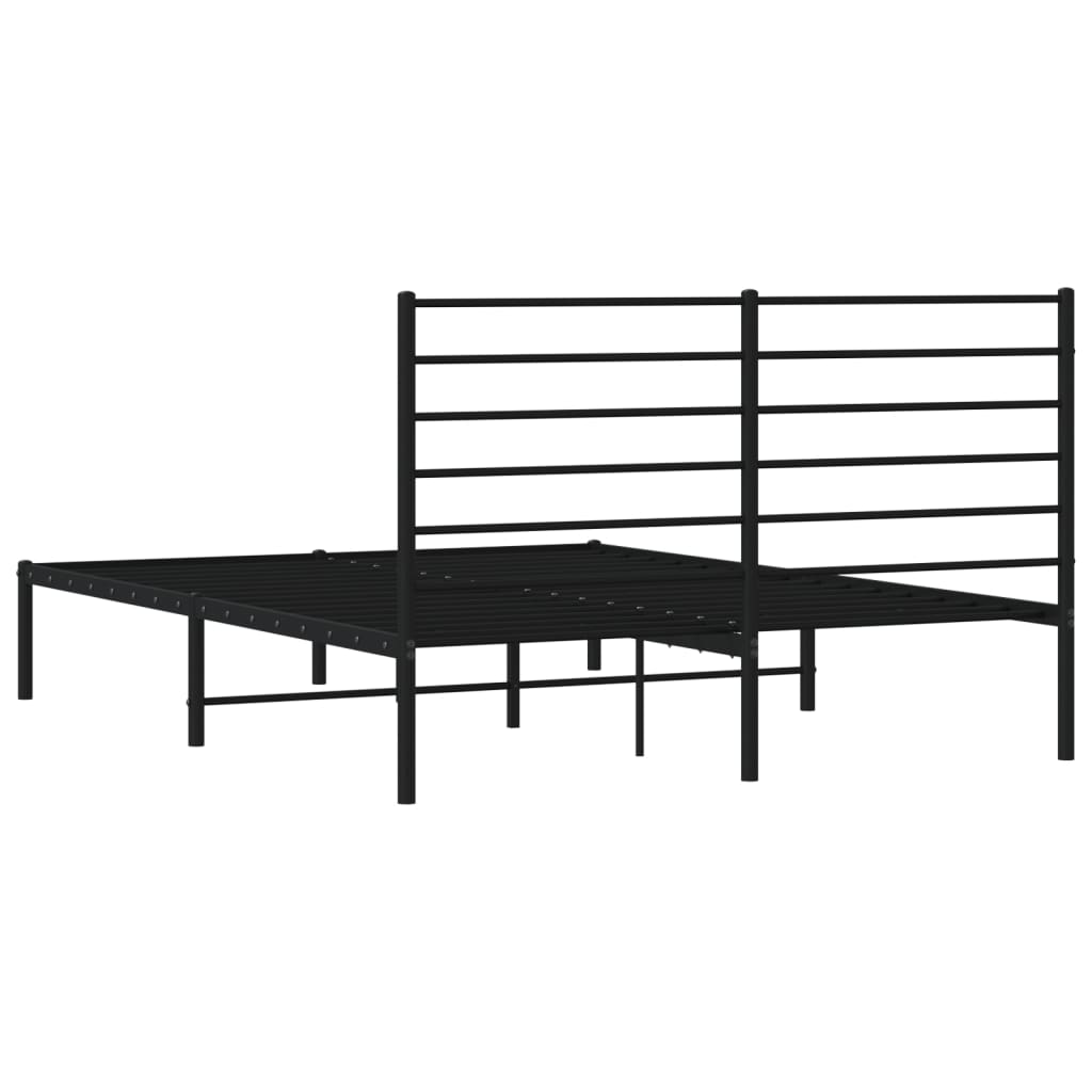 vidaXL Metal Bed Frame without Mattress with Headboard Black 150x200 cm King Size