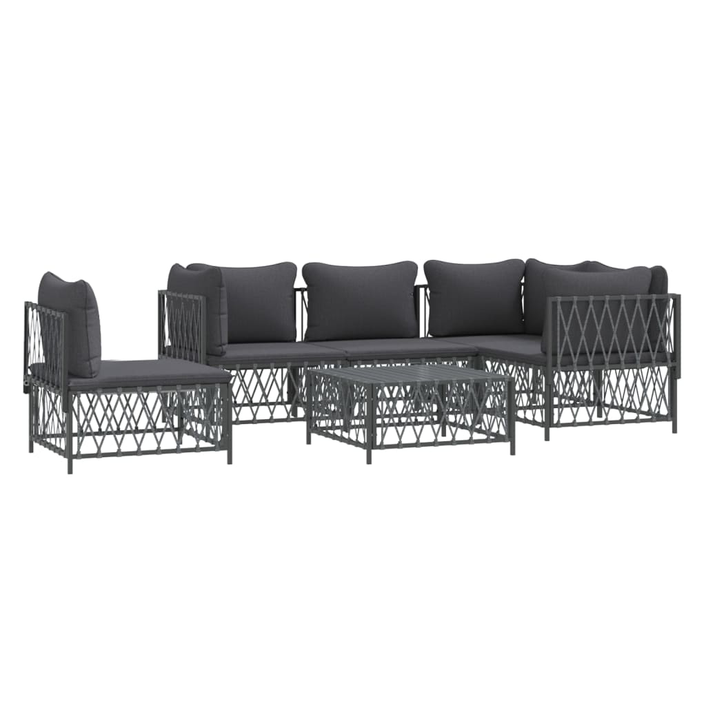 vidaXL 6 Piece Garden Lounge Set with Cushions Anthracite Steel