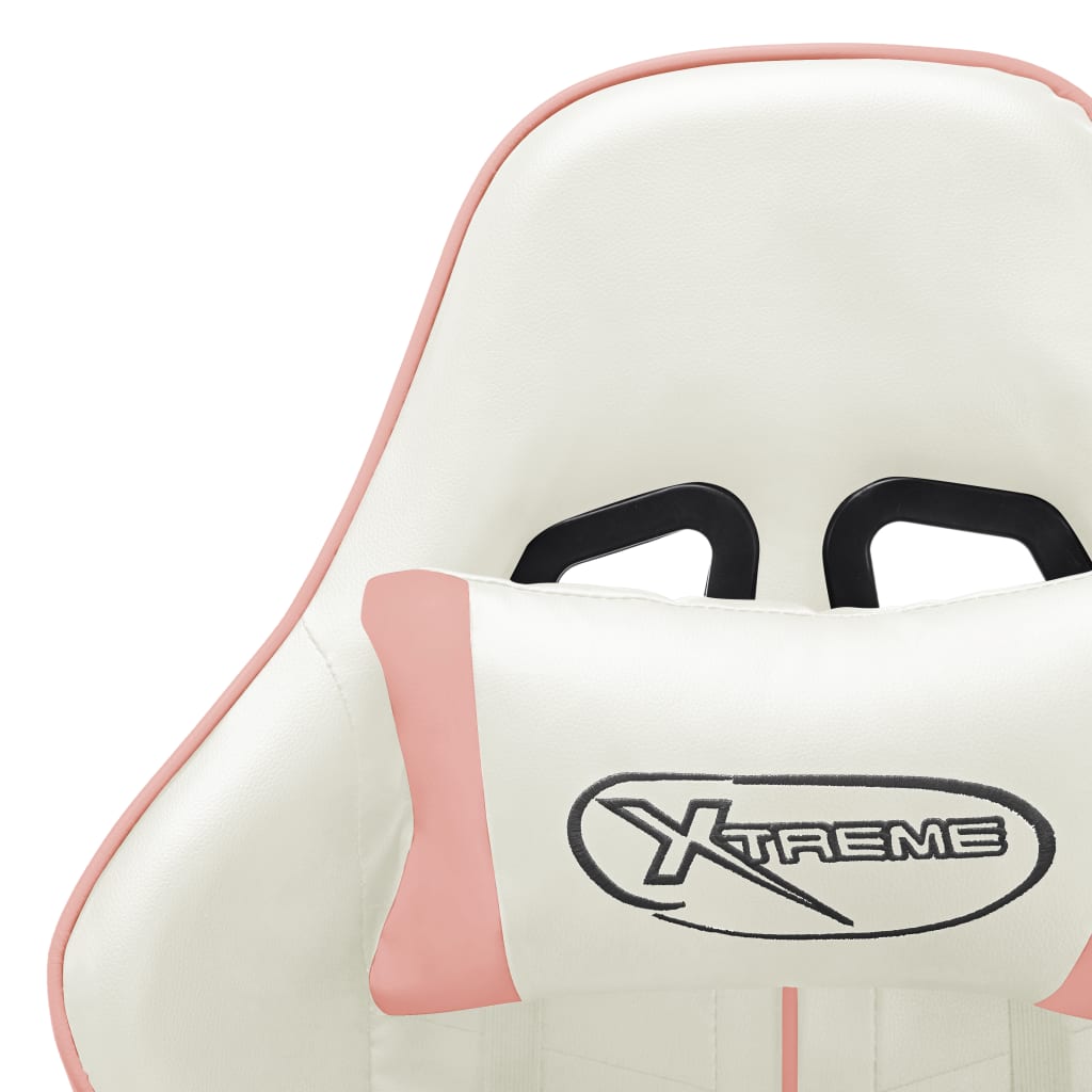 vidaXL Gaming Chair White and Pink Artificial Leather