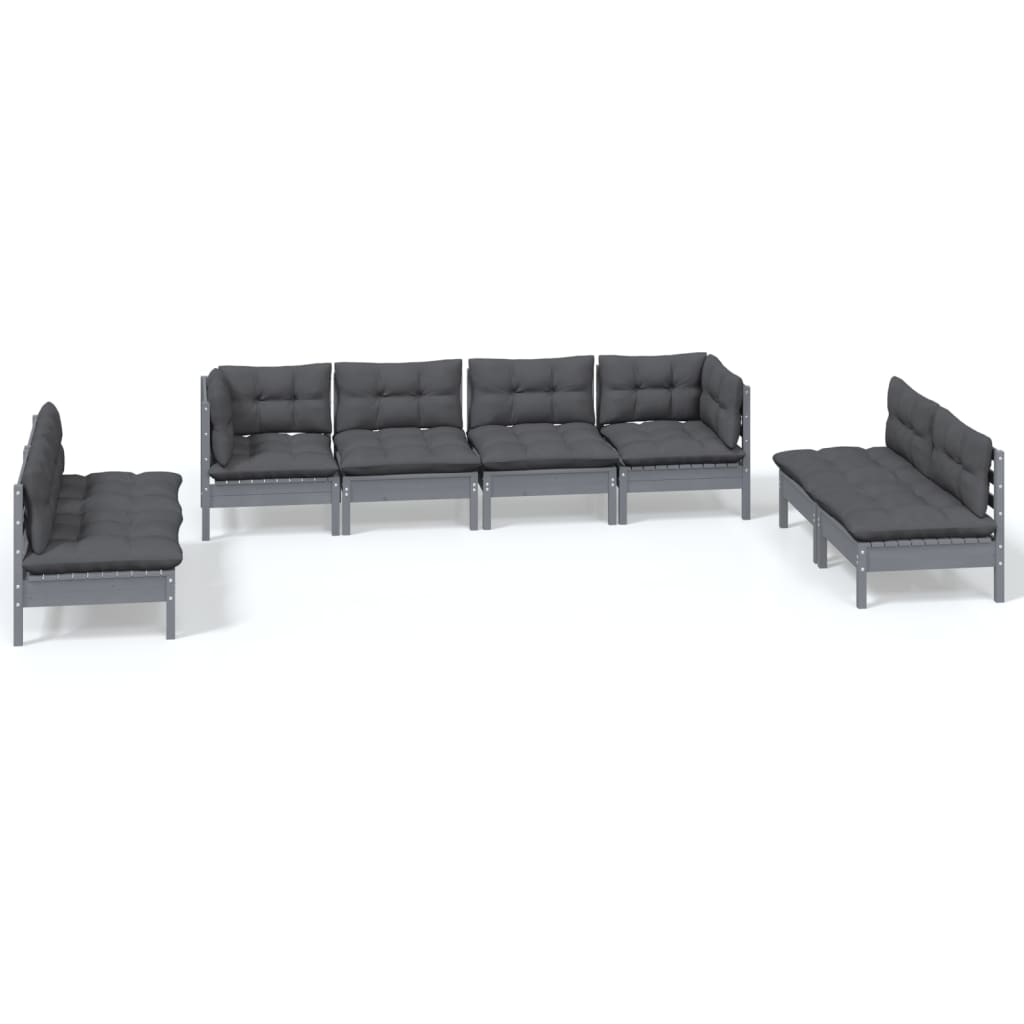 vidaXL 8 Piece Garden Lounge Set with Cushions Solid Pinewood