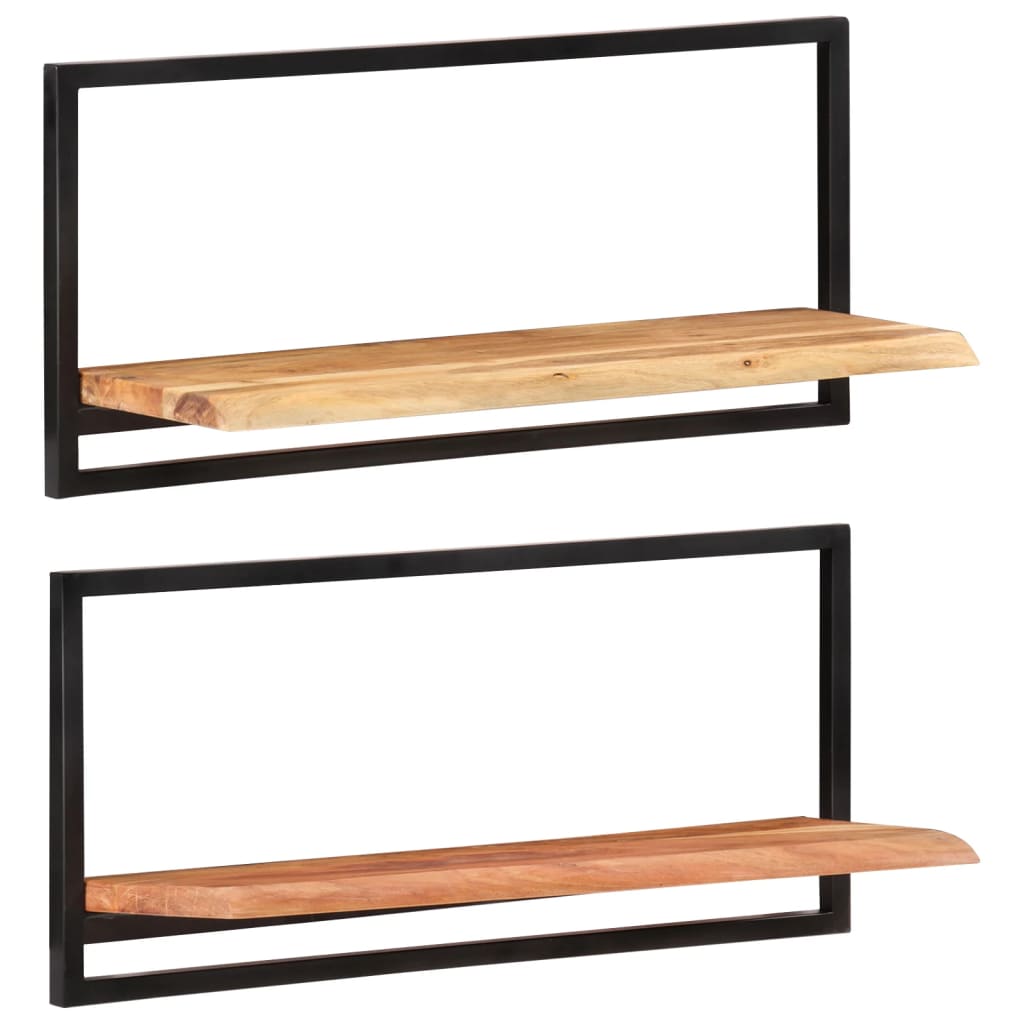 vidaXL Wall Shelves 2 pcs 80x25x35 cm Solid Wood Acacia and Steel