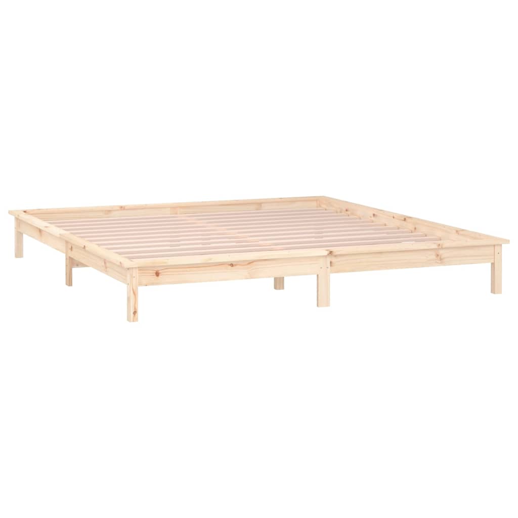 vidaXL LED Bed Frame without Mattress 135x190 cm Double Solid Wood