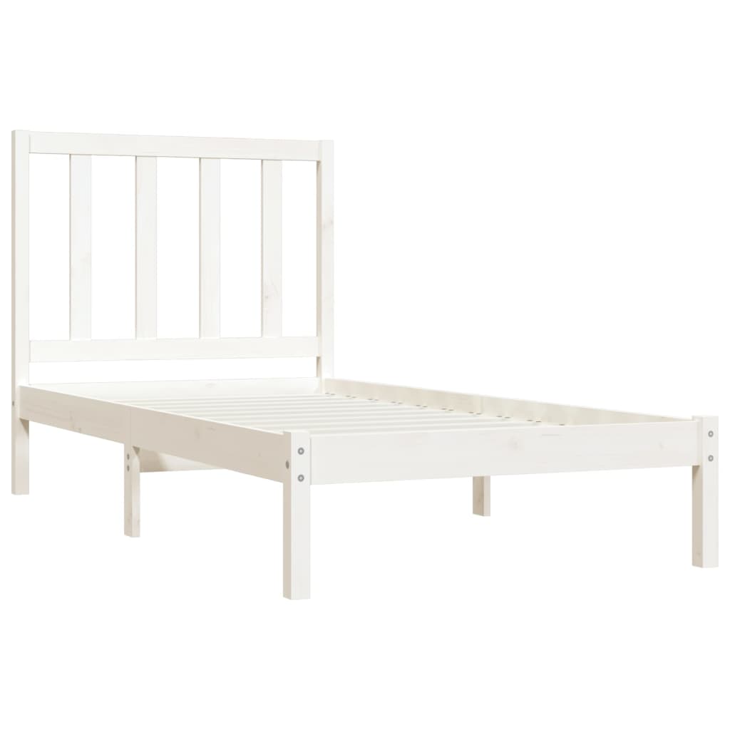 vidaXL Bed Frame White Solid Wood Pine 90x190 cm Single