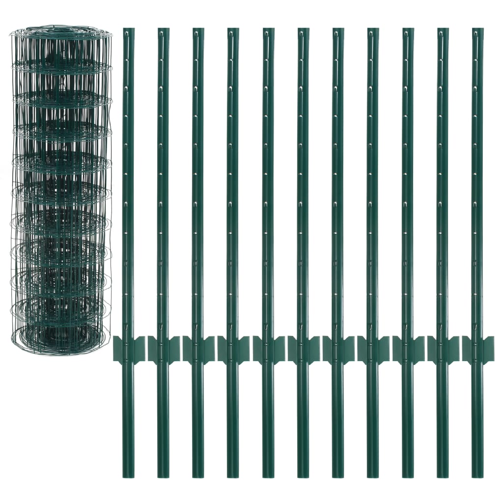 vidaXL Euro Fence Steel 20x0.8 m Green