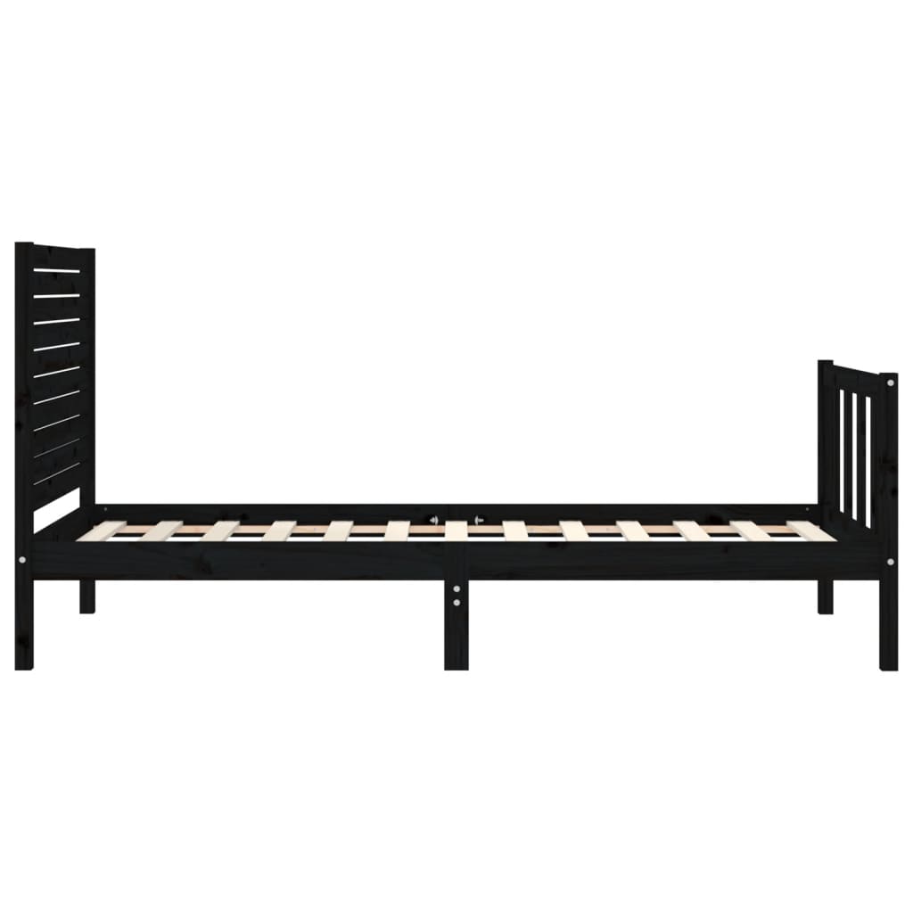 vidaXL Bed Frame without Mattress Black Single Solid Wood Pine