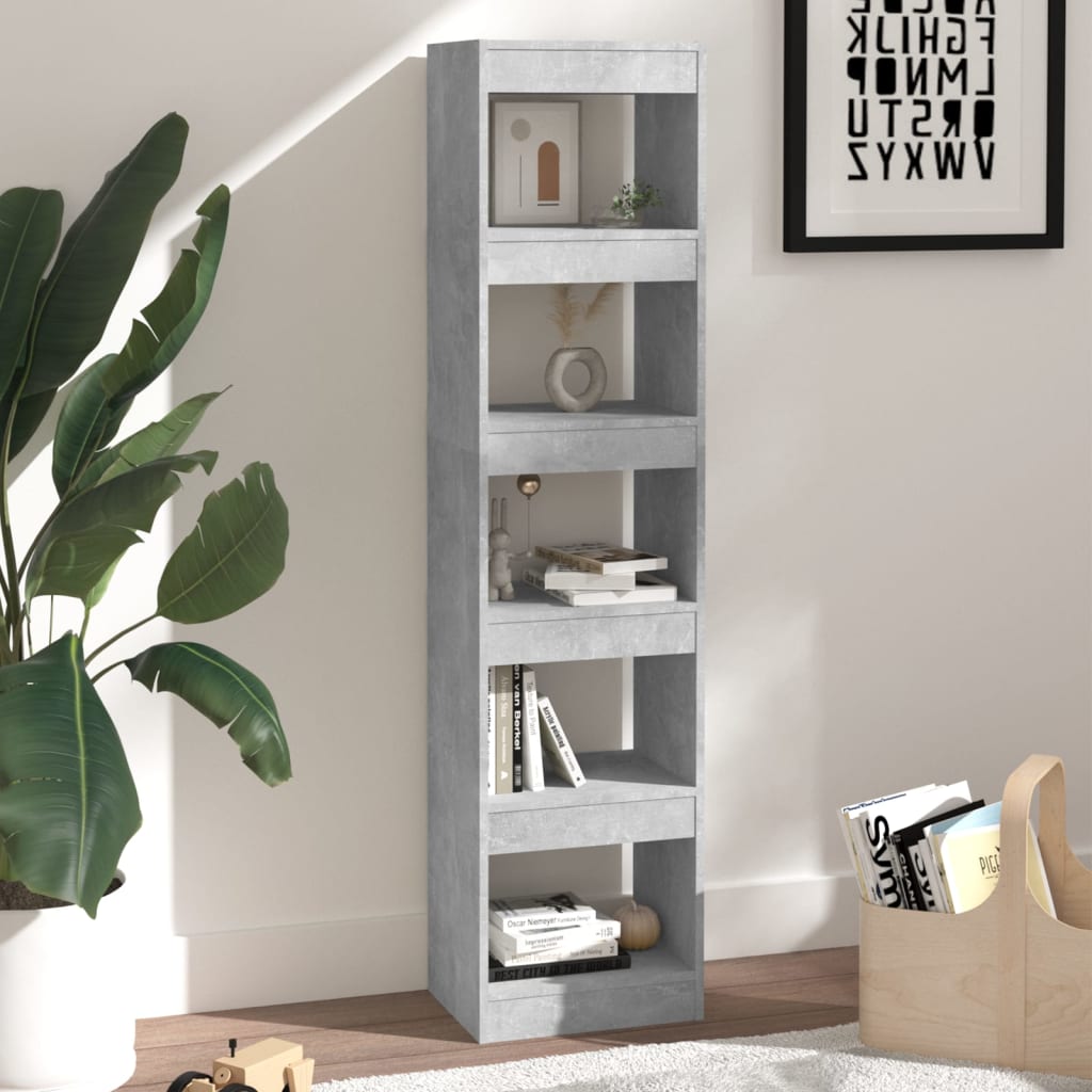 vidaXL Book Cabinet/Room Divider Concrete Grey 40x30x166 cm