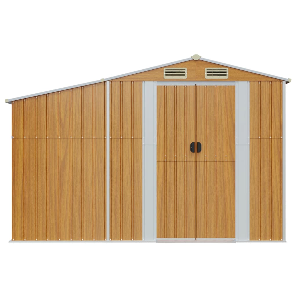 vidaXL Garden Shed Brown 277x93x179 cm Galvanised Steel