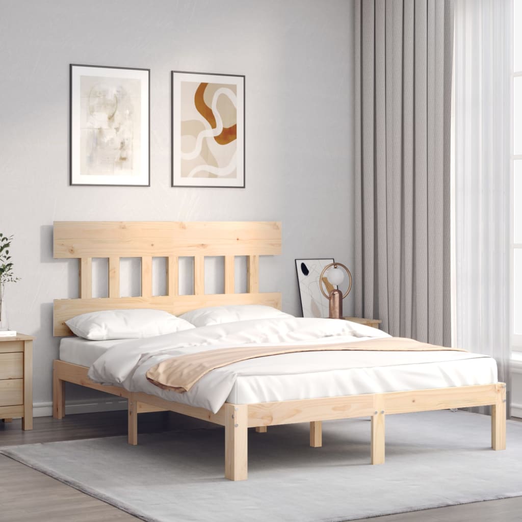 vidaXL Bed Frame without Mattress Double Solid Wood Pine